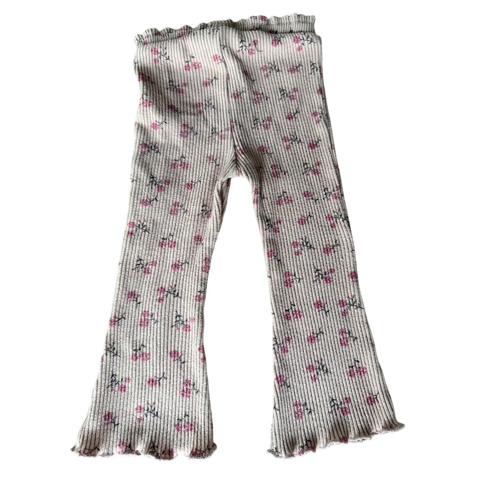 Zara Baby Girl Ribbed Floral Flare Leggings 12-18M Pink